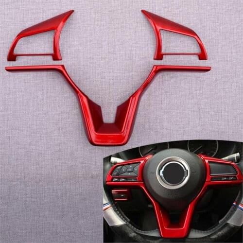 CITALL 3Pcs/Set Car Interior Steering Wheel Trim Fit For Nissan Rogue Sport 2017 2018 2019 ABS Red