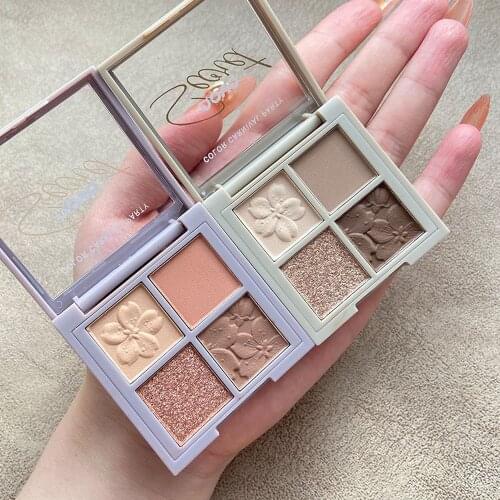 NOVO 4-color Eyeshadow Palette Student Color Stereo Lasting Silty Delicate and Silky Pearly Lustre Earth Color Eye Makeup