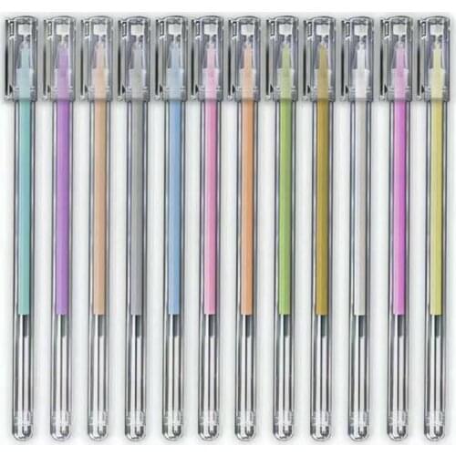 12pcs/Lot Pigment Neutral Markers Pen Stationery Highlighter 0.5mm Fineliner Color Marker Pens For Writing Colored Hand Note Pen