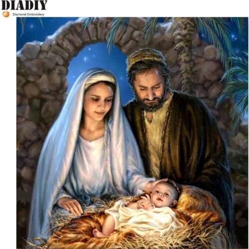 Full square Diamond embroidery religion child 5D DIY Diamond painting Cross stitch God father & mother round Diamond mosaic