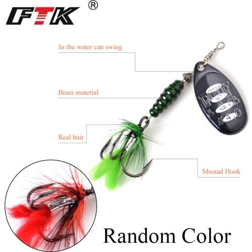 FTK Fishing Lure Spinner Bait 10 Colors Size 3# 4# 5# Weight 8g 13g 15g bass bait With Feather Treble Hooks Wobblers Tackle