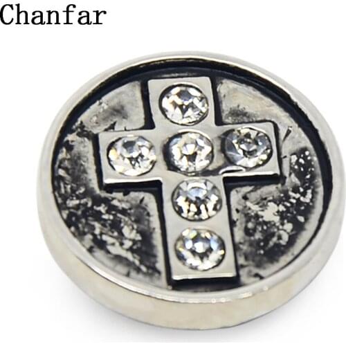 Clear Crystal Paved Cross Pattern Snap Button Fit For 18mm Snap Button Jewelry