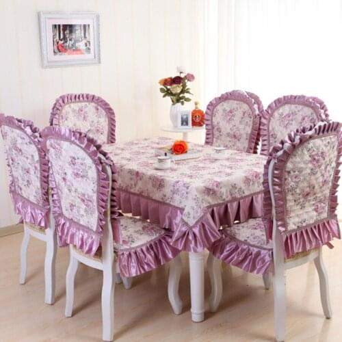 Luxury fashion Pastoral Table Cloth with Lace Cotton European style Rectangular 2 styles Dinning Tablecloths Chair Covers