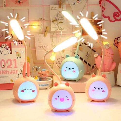 Cute Cartoon Desk Lamp Eye Protection Energy-saving Reading Lamp USB Charging Sleeping Night Light LED Table Lamp for Kids Gift
