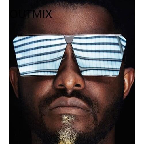 OUTMIX Fashion Oversized Driving Sunglasses Mens Vintage Square Traveling Sun Glasses Women Colorful Big Frame Mirror Eyewear