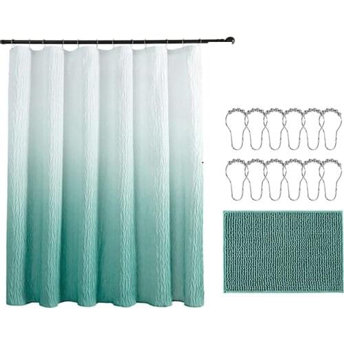 Ombre Textured Shower Curtain Set Waterproof Fabric Shower Curtain Art Print Bathroom Decor Fabric Fall Curtains