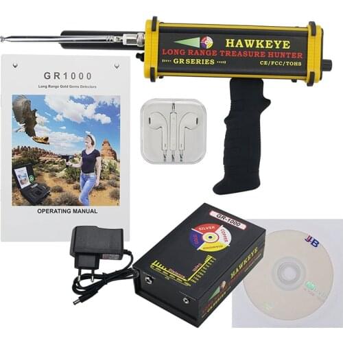 Upgraded GR-800 GR-1000 1000M Long Range Gold Metal Detector Digital Adjustment Function with Plastic Carry Case