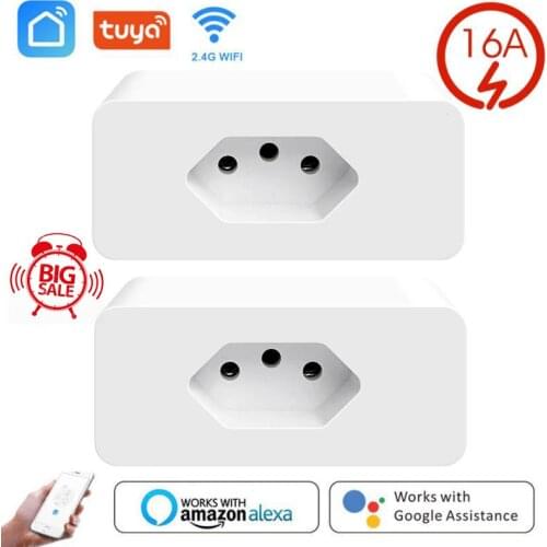 16A BR Smart Wifi Power Plug With Power Monitor Smart Home Wifi Wireless Socket Outlet Works With Alexa Google Home Tuya App