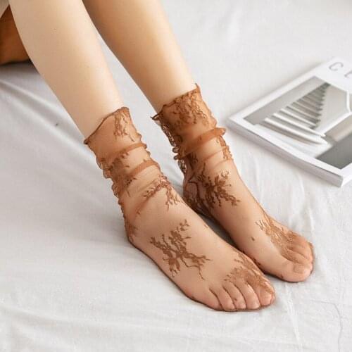 Vintage Transparent Flower Lace Socks Toddler Spanish Style Princess Mesh Lace Socks Fairy Socks Korean Mesh Pile Pile Socks
