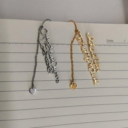 Stainless Steel Name Plate Bookmark Personalized Handwriting Handmade Name Personalized Signature Bookmark Jewelry Women Gift