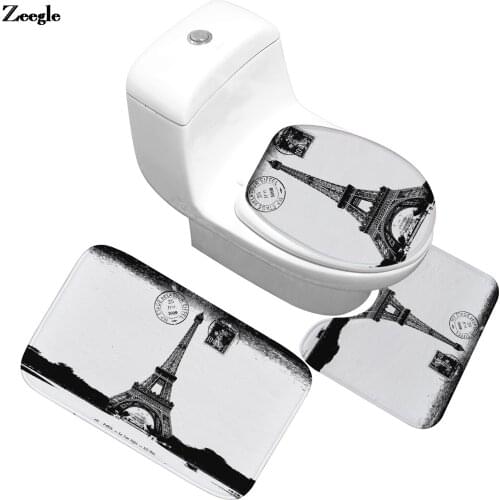 Zeegle Memory Foam Bath Mat Bathroom Home Decoration Toilet Mat Set Microsoft Toilet Seat Cover and Anti-slip Foot Rug Carpets