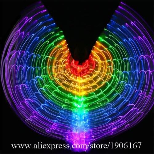 Newest LED Luminous Halloween Wings Colorful Led Illuminated Belly Dance Cloak Wing Led Light Up Stage Performance Props Cloak