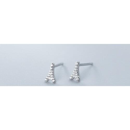 Stud Earrings Tower Geometric For Women Zircon Crystal Punk Hip Hop New Trendy Korea Fashion Student Girlfriend Jewelry BOYULIGE