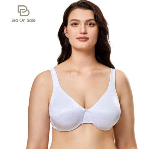 Womens Seamless Floral Underwire Unpadded Full Coverage Plus Size Minimizer Bra