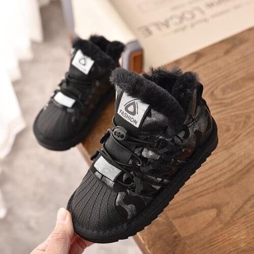 Winter Childrens Boots Camouflage Winter Shoes Children Warm Cotton Shoes Little Girls Snow Boots