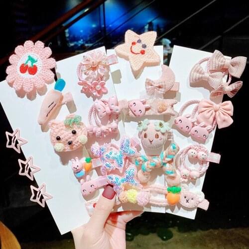 10/20 Pcs/Box Baby Children Cute Cartoon Bow Scrunchies Rubber Bands Girls Lovely Gift Hair Clips Kids Hairpins Hair Accessories