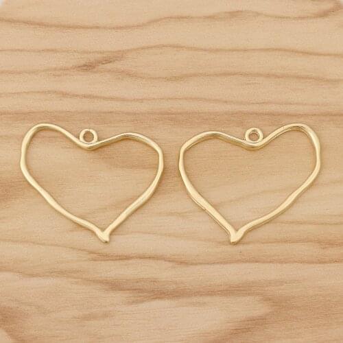 10 Pieces Gold Tone Open Hollow Heart Charms Pendants for DIY Earrings Jewellery Making 27x34mm
