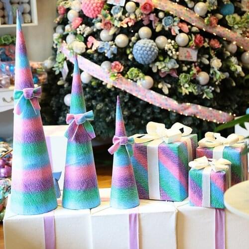 2021 Christmas Scene Arrangement Window Decoration Fabric Gift Box Rainbow Color Rectangle Square Combination Series Ornaments