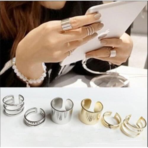3Pcs/Set Fashion Womens Hollow Rings Set Gold Silver Plated Shiny Fashion Women Finger Knuckle Stack Rings For Women Jewelry