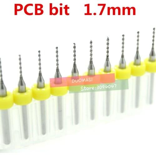 Free shipping 10pcs 1.7 mm PCB mini drill Bit tungsten steel carbide for print circuit board cnc drill Bits Machine