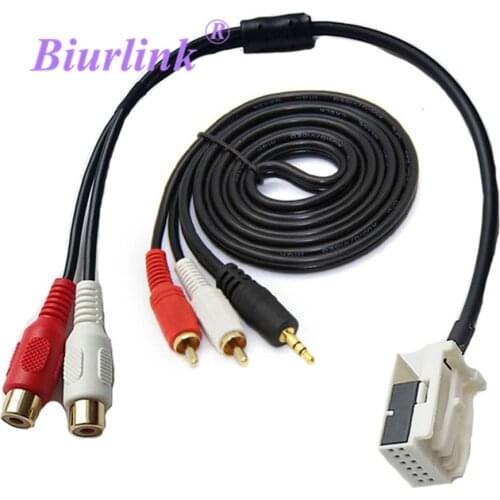 Biurlink Car Stereo Audio 2RCA Cable Adapter For BMW E60 E63 E64 E65 E66 E81 E82 E87 E88 E70 E90 E91 E92