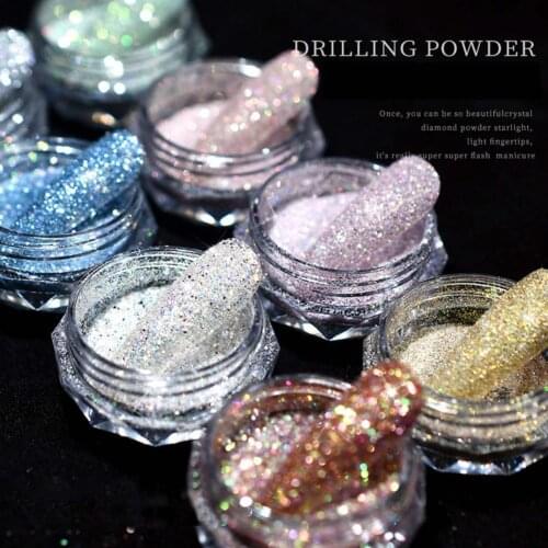 Nail Drilling Powder Shiny Quick Dry Glitter DIY Manicure Diamond Crystal Powder for Female