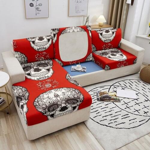 Skull Printed Sofa Seat Cover Living Room Chaise Longue Sofa Seat Cushion Cover Washable Furniture Protector 1/ /2/3/ 4 Seat