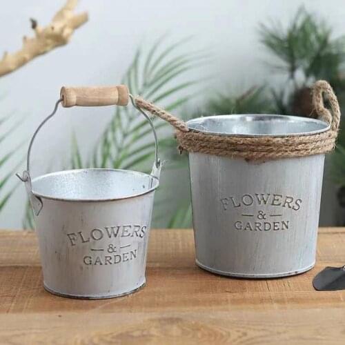 Flower Pot Simple Convenient Iron Home Decor Retro Plant Basket for Yard