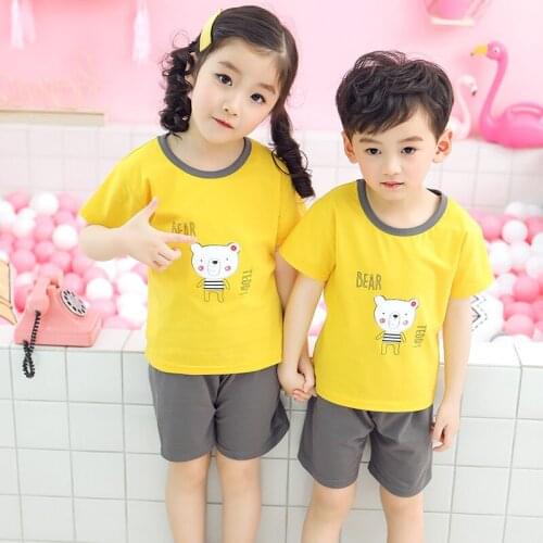 Childrens Pajamas Sets 2020 Summer Cotton Short Sleeved Pyjamas Kids Baby Girls Clothing Suit Cartoon Boys Sleepwear Nightwear
