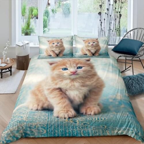 Home Living Luxury 3D Cat Bedding Set Duvet Cover Set Pillowcase Kids Bedding Set Queen and King EU/US/AU/UK Size