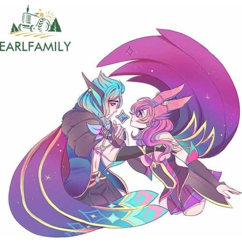 EARLFAMILY 13cm x 11.9cm for Xayah and Rakan Decal Snowboard Waterproof Motorcycle Helmet Silhouette Car Stickers Vinyl Car Wrap