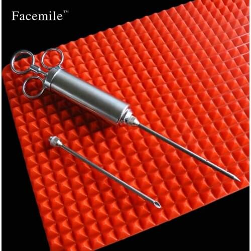 Stainless Steel Marinade Injector Food Flavor Seasoning BBQ Brine Injectors Kit Injection Gun + baking mat ZH058 Gift