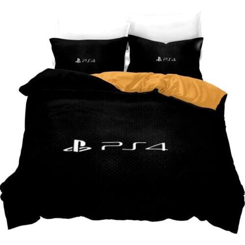 Black 3d PlayStation Pattern Duvet Cover with Pillowcases Bedding Set Single Double Twin Full Queen King Size for Bedroom Decor