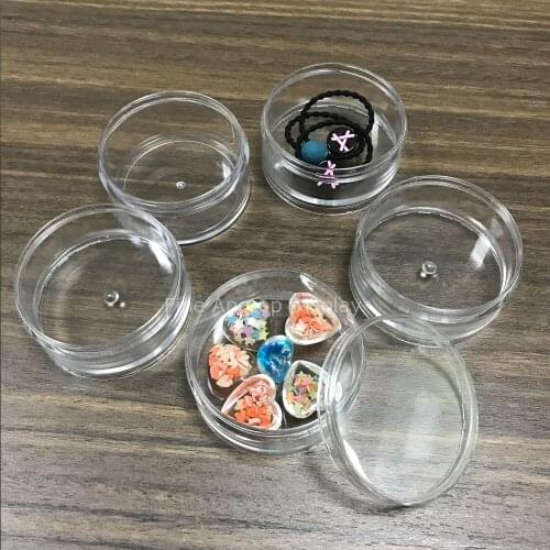 1 Set 68*136mm Transparent Empty Plastic Storage Boxes Round Jar Stackable Pot Jewelry Rings Earrings Bead Gems Case