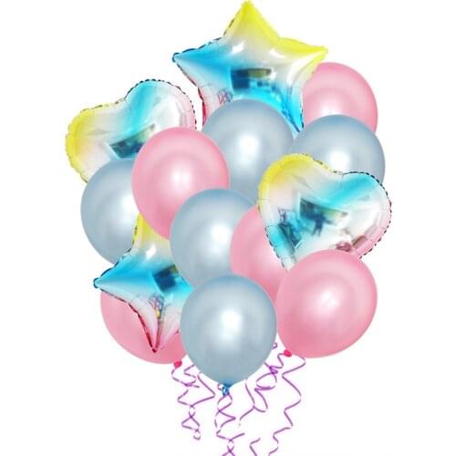 14psc gradient color balloon 18 inch stars heart rainbow latex balloon birthday party wedding childrens toys decorative globos