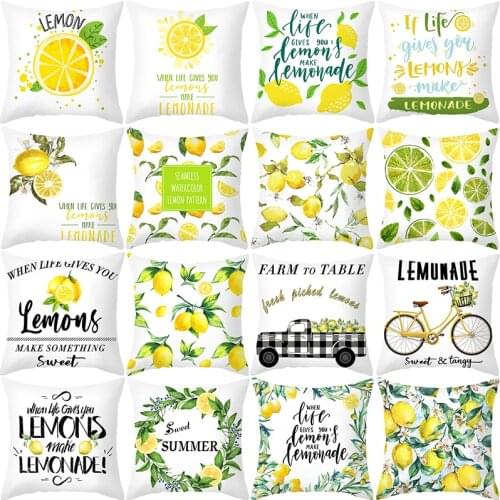 Summer Yellow Lemon Decorative Cushions Pillowcase Polyester Cushion Cover Throw Pillow Sofa Decoration Pillowcover