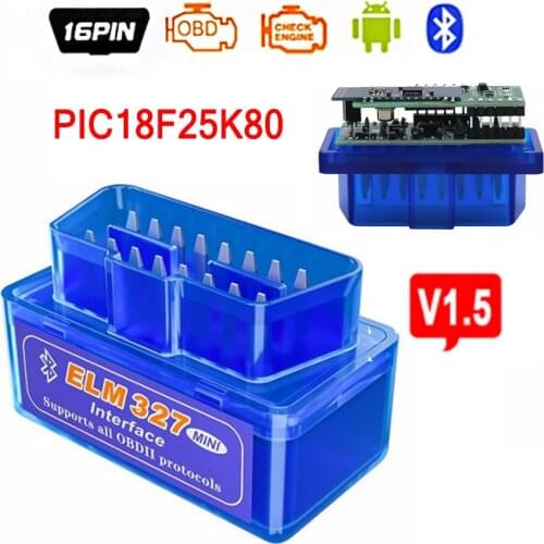 Mini Elm327 Bluetooth Obd2 V1.5 V2.1 Obd2 Car Diagnostic Tool Scanner Elm-327 Obdii Adapter PIC18F125K80 Chip