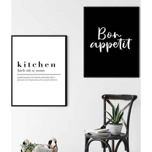Minimalist Wall Art Black and White Canvas Poster Quote Nordic Wall Paintings Kitchen Decor Printings Home Design No Frame