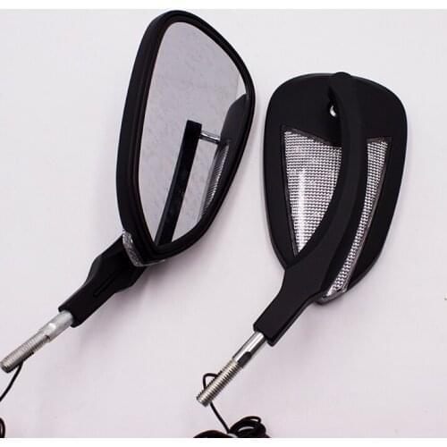 Motorcycle Rear View Side Mirror with Led Turn Signal Light Motorbike Black Metal Rearview Mirrors For Harley