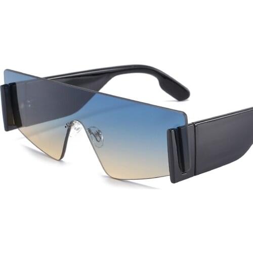 New Fashion Trend Sunglasses for Men Women Rimless ins Style Street Shooting Hipster One-piece Glasses UV400 Oculos De Sol