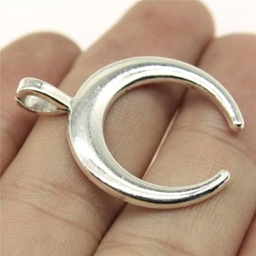 Wholesale Jewelry Lots Antique Silver Color 33x26mm Horns Crescent Moon Pendants Jewelry Making Jewelry Findings 3 Pieces