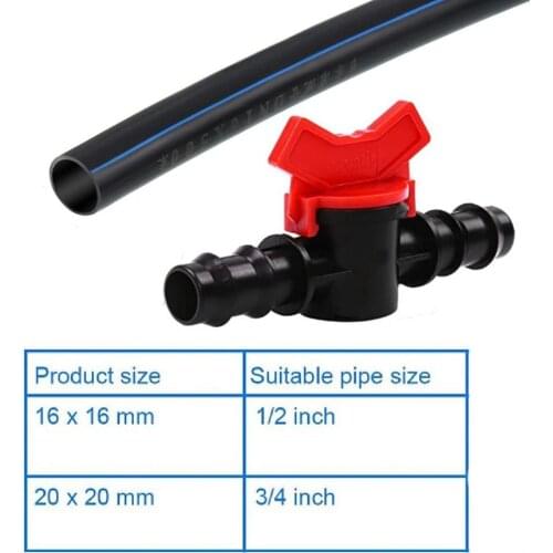 Garden Hose Ball Valve Double Male Barbed Gate On Off Switch for 16mm 20mm PE Hose Pipe Waterstop Connector