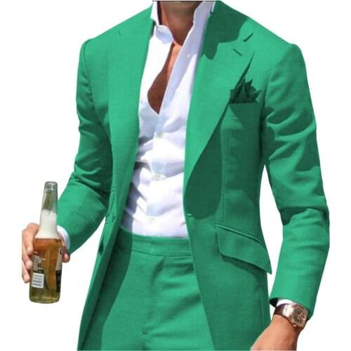 Mens Suit Blazer Jacket Peak Causal Slim Fit Notched Label Green Formal Business For Wedding Groom Causal (Only Blazer)