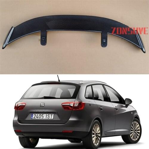 Use For 2009-2016 Seat Ibiza ABS Plastic Carbon Fiber Look Hatchback SUV Roof Rear Wing Body Kit Accessories