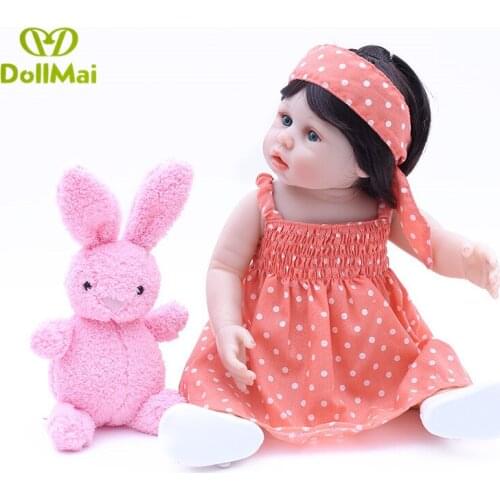 Full silicone baby reborn girl dolls 45cm child gift toy dolls can bathe BEBE DOLL com corpo de silicone menina