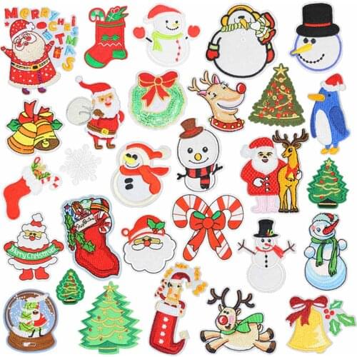 Sew Iron On Transfers Christmas Xmas Snowma Stock Patch For Clothes Clothing Stickers Applique Embroidered Sewing Badges Patches