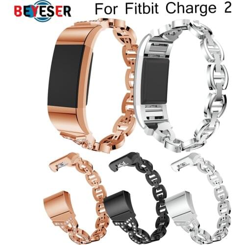 Watch Band For Fitbit Charge 2 strap Replacement Metal Bracelet Adjustable Straps for Fitbit charge2 Watch Bands with Rhinestone