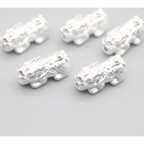 S999 Pure Silver Pixiu Retro 3D Hard Real Silver Blessing Bless Attract Wealthy Coin Red Rope Womens Bracelet Accessories Bead