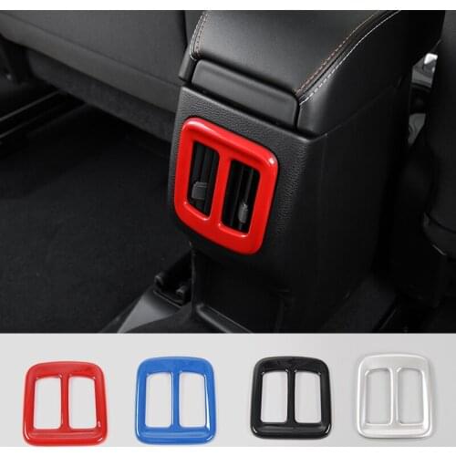 SHINEKA Carbon Fiber Interior Rear Air Conditioning Vent Trim Armrest Air Outlet Cover Sticker Frame for Jeep Compass 2017