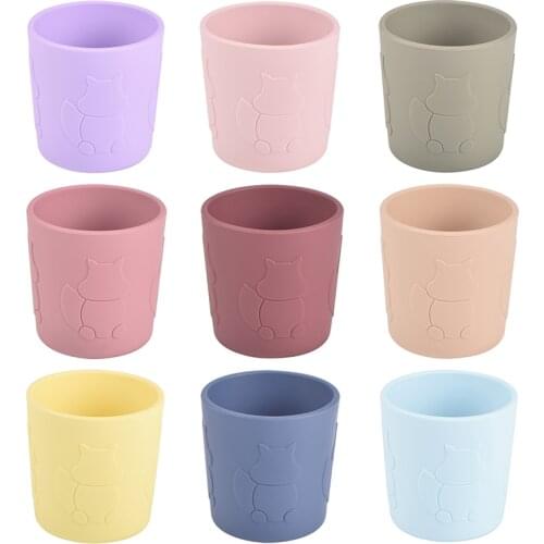 Silicone Baby Feeding Cups Cartoon Squirrel Pattern Children Drinking Leakproof Anti Scalding Cup Baby Tableware BPA Free